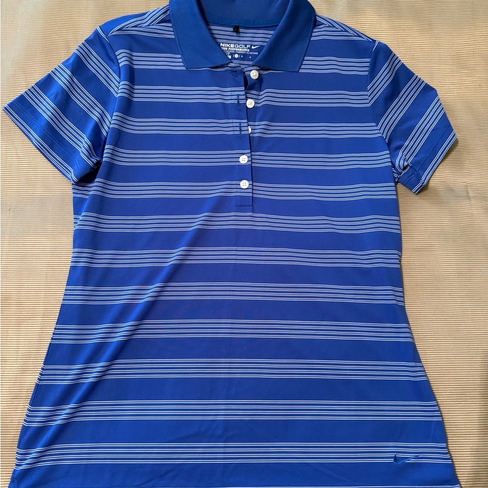 Nike Blue Striped Polo Shirt
